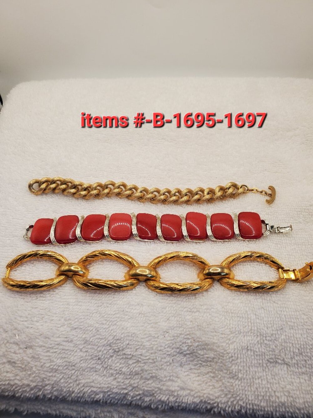3 Bracelets, items # B-1695-1697,. wt. 134. grams